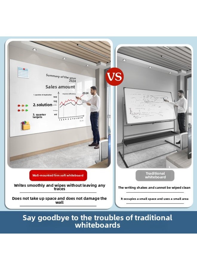 null - Magnetic Office Meeting Writing Board Erasable Whiteboard Wall Stickers Teaching Graffiti Sketchpad Home Walls-Colour:Office Whiteboard [special For White Painted Walls] Does Not Damage The Wall - Wood Grain Frame-Specification:50x60cm [with Office Gift Package] - Image 1