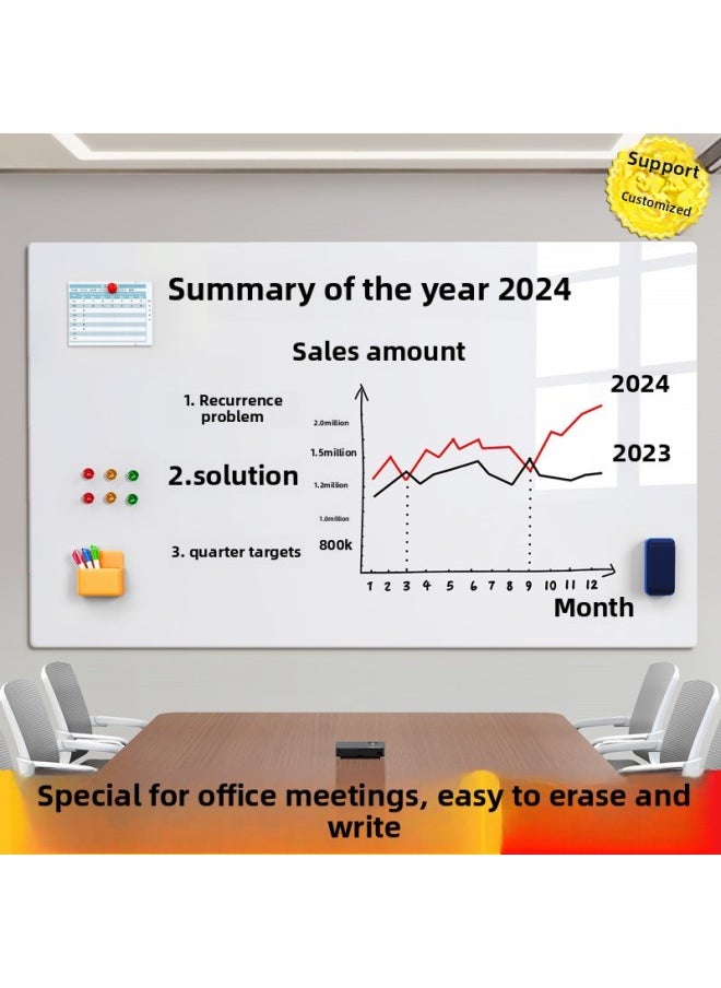 null - Magnetic Office Meeting Writing Board Erasable Whiteboard Wall Stickers Teaching Graffiti Sketchpad Home Walls-Colour:Office Whiteboard [special For White Painted Walls] Does Not Damage The Wall - Wood Grain Frame-Specification:50x60cm [with Office Gift Package] - Image 1