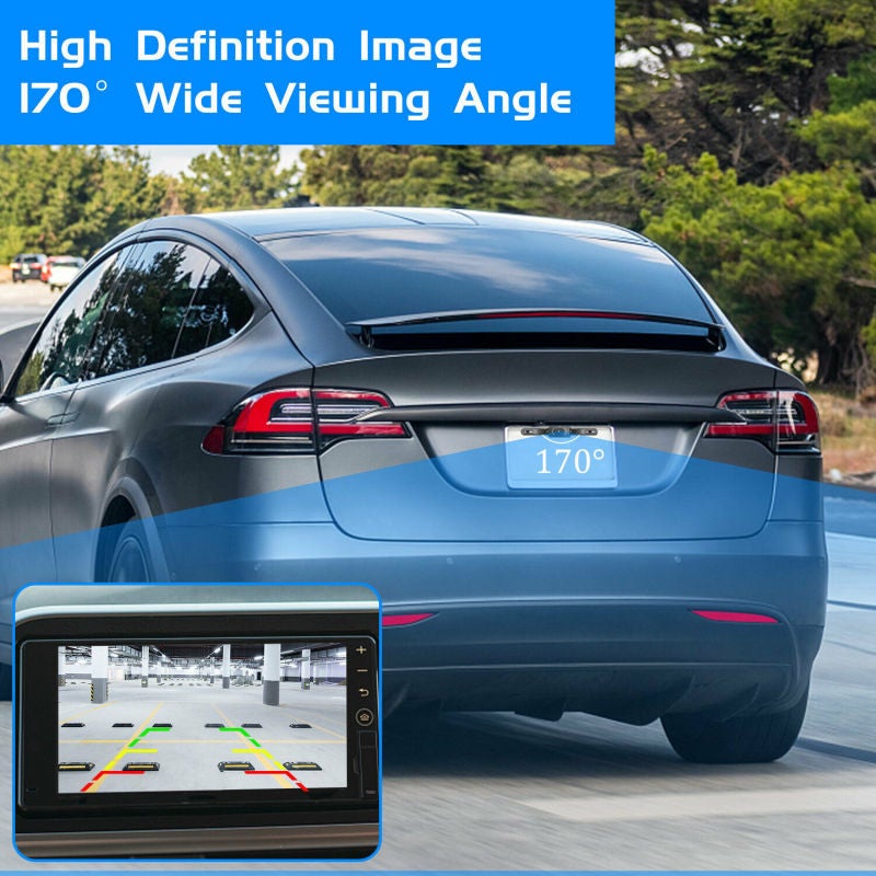Universal long license plate reversing camera, high-definition night vision, 8-light infrared waterproof car camera - Image 2