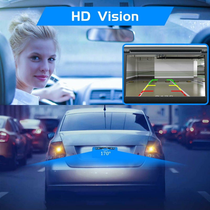Universal long license plate reversing camera, high-definition night vision, 8-light infrared waterproof car camera - Image 3