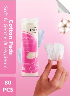 ENJOY "ENJOY Cotton Rounds – Soft & Gentle Cotton Pads for Skincare & Makeup Removal, 80pcs"  - Image 2