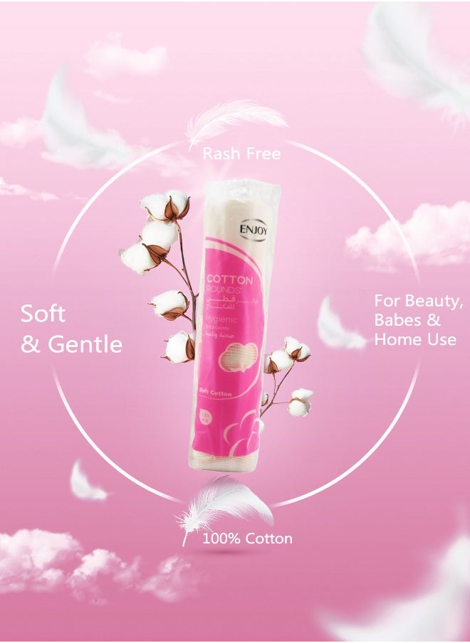 ENJOY "ENJOY Cotton Rounds – Soft & Gentle Cotton Pads for Skincare & Makeup Removal, 80pcs"  - Image 3