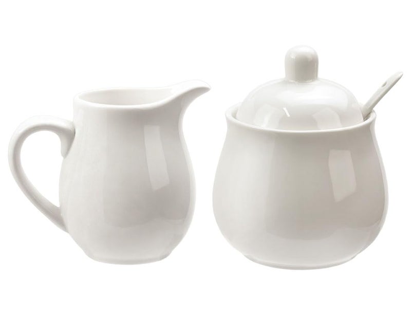 FUYU Ceramic Colorful Creamer and Sugar Set with Lid Spoon, Coffee Serving Set - Image 1