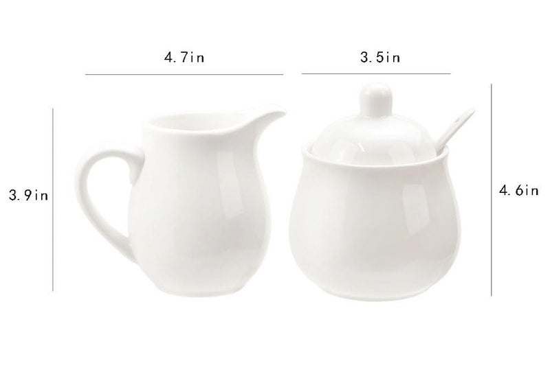 FUYU Ceramic Colorful Creamer and Sugar Set with Lid Spoon, Coffee Serving Set - Image 2