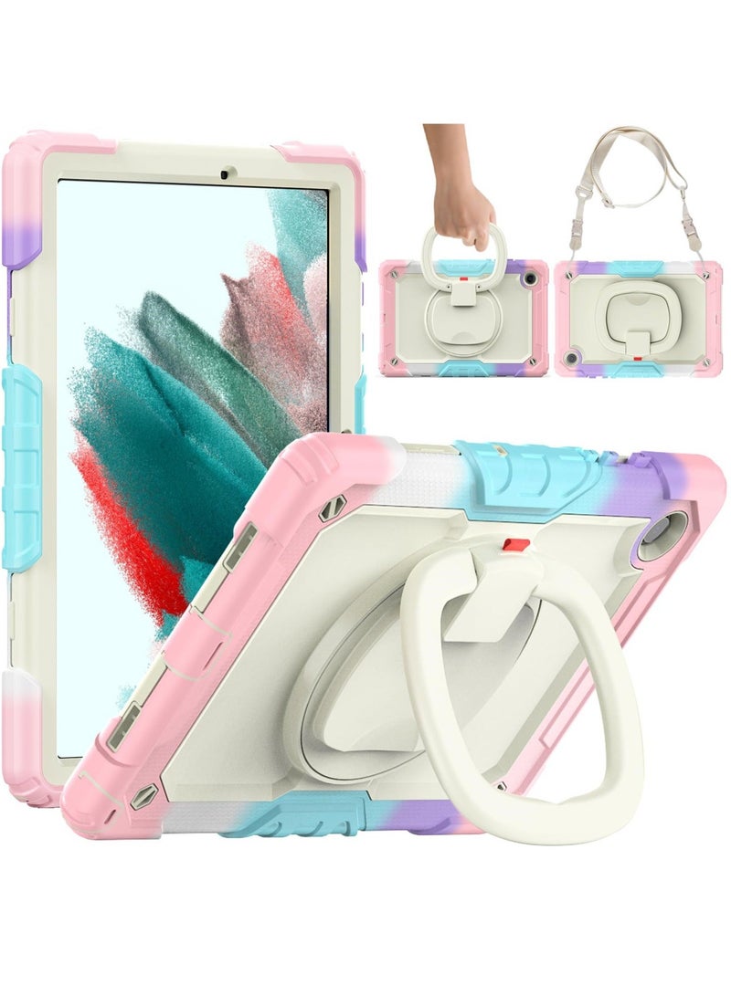 Captaintech Case for Samsung Galaxy Tab A8 10.5 SM-X200/X205/X207 Heavy Duty Shockproof Case, 360° Rotating Hand Stand, Pencil Holder, Adjustable Shoulder Strap, Pink - Image 1