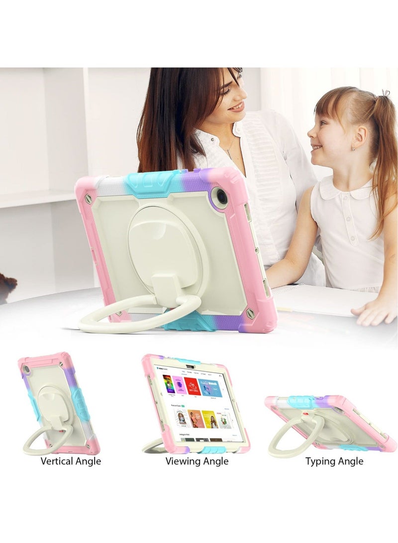 Captaintech Case for Samsung Galaxy Tab A8 10.5 SM-X200/X205/X207 Heavy Duty Shockproof Case, 360° Rotating Hand Stand, Pencil Holder, Adjustable Shoulder Strap, Pink - Image 5
