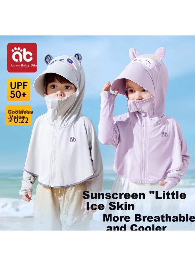 Aibedila Baby Sun Protection Clothing, Summer Lightweight, Infant Ice Silk Cool-feeling Sun Protection Garment, Boys And Girls Children's Air Conditioning Cape - Image 2