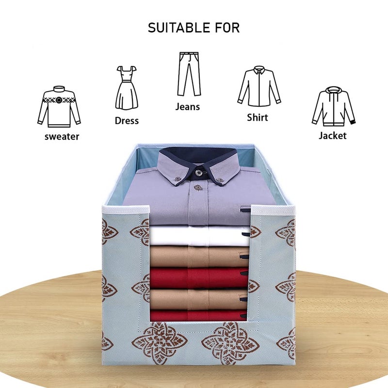 WhiteKrafts Whitekrafts Shirt Stacker Wardrobe Organizer Shirt Storage Bin clothing covers for closets Printed Fabric Combo 1 - Image 3