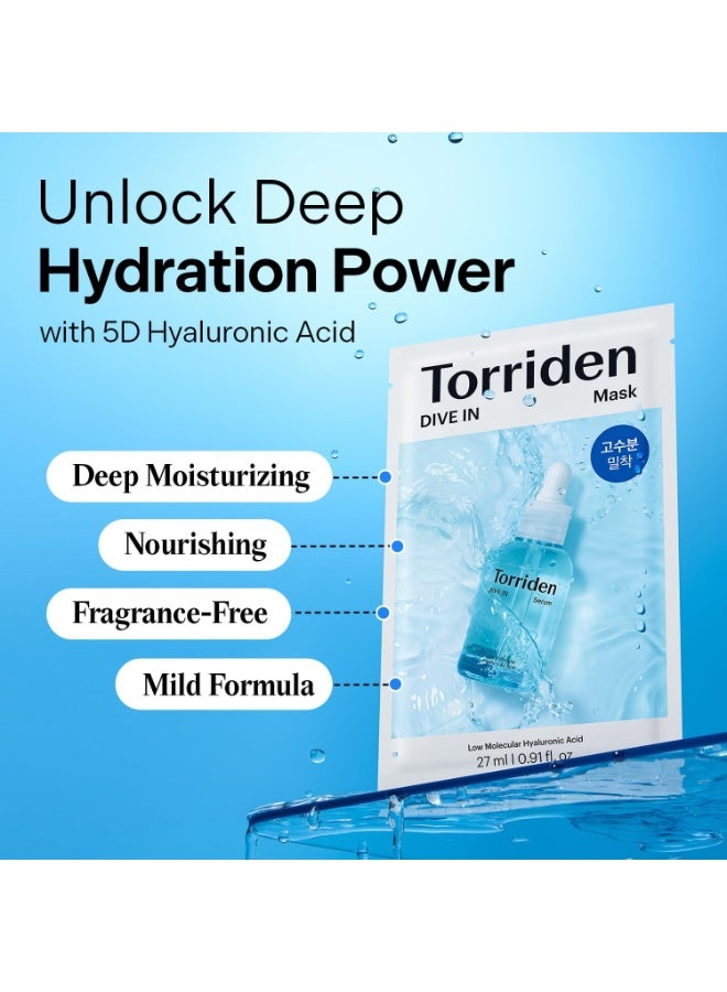 Torriden DIVE IN Low Molecular Hyaluronic Acid Mask Pack 27mlx10 - Image 2