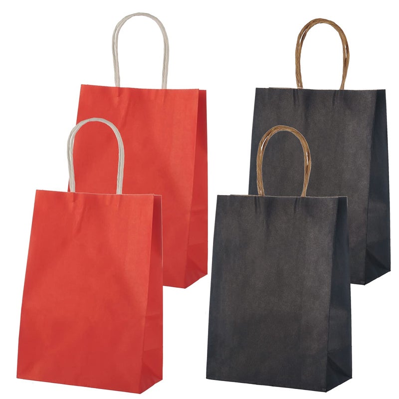 MISU Paper Bags Party Favor Bags Kraft Paper Gift Bags with Handle Small 83x59x32 Inches 16Pack Red Black