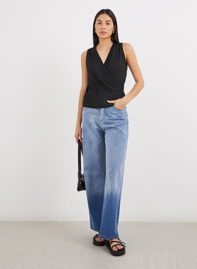 Styli Wrap V-Neck Sleeveless Knit Top - Image 2