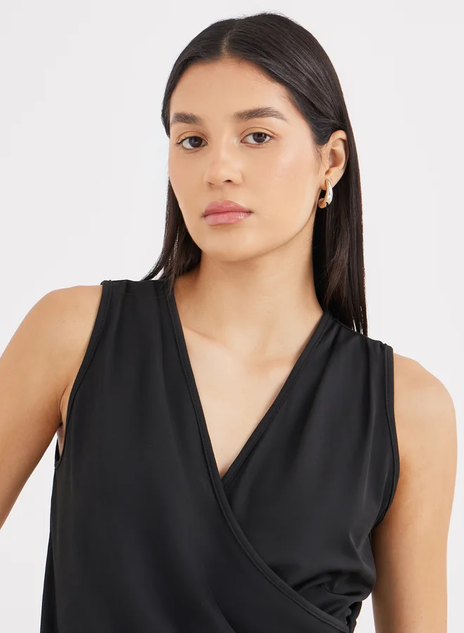 Styli Styli Wrap V-Neck Sleeveless Knit Top