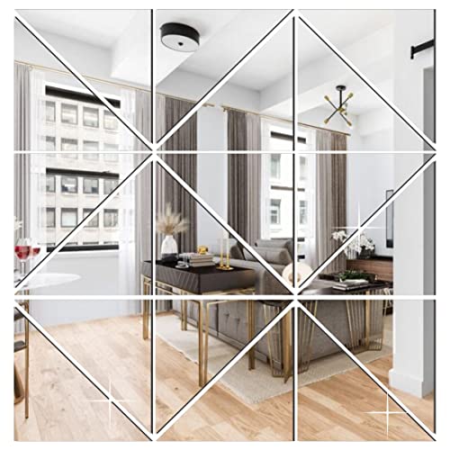 WallDaddy Present Big Size Mirror Finish Acrylic Sticker (Made by Plastic) Pack of 18 Triangle for Decoration Purpose for Bedroom, Drawing Room, Kids Room, Walls, Door -Self-Adhesive - Image 1