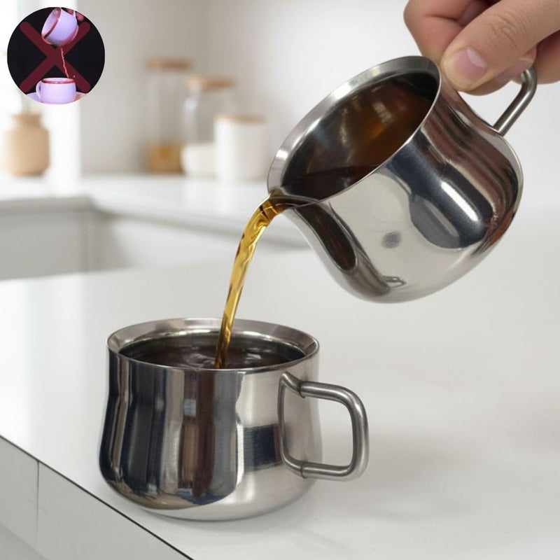 Human Hydro مجموعة من 12 كوب صغير عريض من الفولاذ | 120 مل لكل كوب | أكواب شاي من الفولاذ المقاوم للصدأ عالية الجودة | متينة، مقاومة للصدأ وآمنة في غسالة الصحون | حافة مقاومة للتسرب | مثالية للشاي، القهوة، الحليب والاستخدام اليومي - Image 5