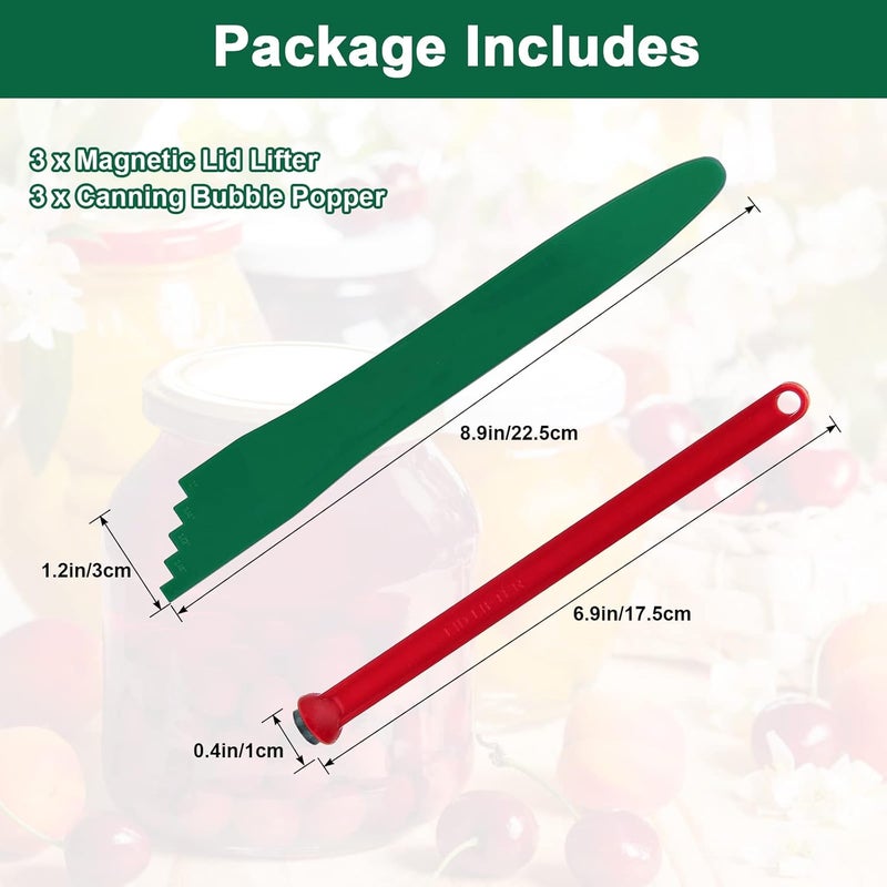 Catcan 6 PCS Canning Tools and Equipment Include 3 Pcs Canning lid Magnetic lifter and 3 Pcs Bubble Popper for Canning Heat Resistant Home Easy Canning Kits (Green and Red) - Image 2