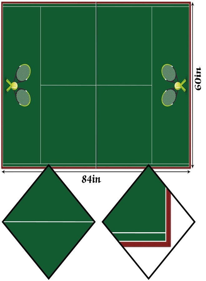 Hafangry Tennis Court Tablecloth Tennis Themed Birthday Party Decoration Indoor Outdoor Table Cover Home Dining Room Kitchen Table Decor-60×84inch - Image 3