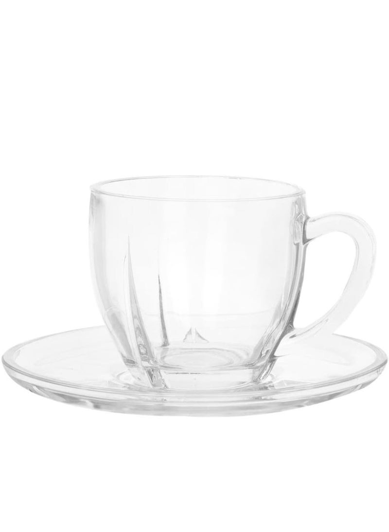 Generic Coffee Mug Set in Dish 12 Pieces Lavi Glass (6 Mug Coffee 110 ml + 6 Plates)  - Image 2