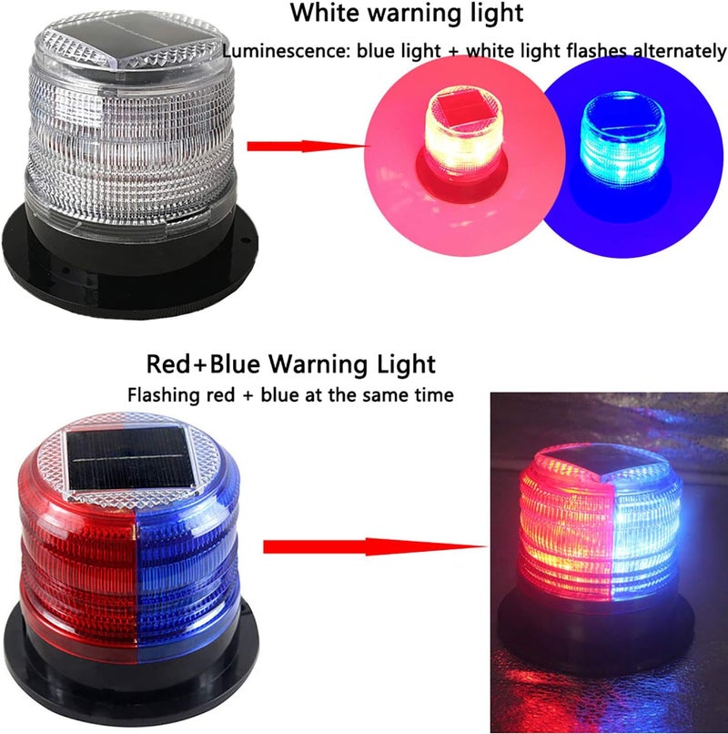 risoon Solar Strobe Warning Safety Flashing Light:Ceiling Strobe Lamp with Strong Magnetic Base Waterproof for Construction, Traffic, Factory, Crane Tower, Boat Navigation (Red+Blue Light) - Image 5