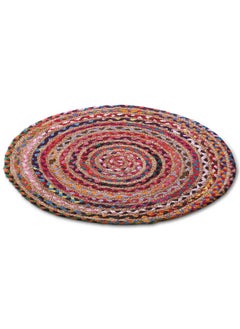 Kuber Industries Kuber Industries Handmade Braided Area Rug|Organic Natural Jute Door Mat|Carpet for Bedroom,Living Room,Dining Room,65x65 cm,(Multicolor)  - Image 2
