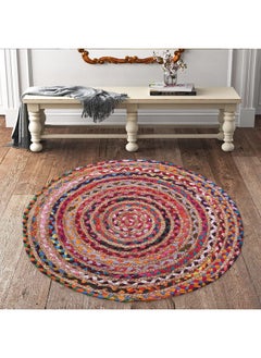 Kuber Industries Kuber Industries Handmade Braided Area Rug|Organic Natural Jute Door Mat|Carpet for Bedroom,Living Room,Dining Room,65x65 cm,(Multicolor)  - Image 4