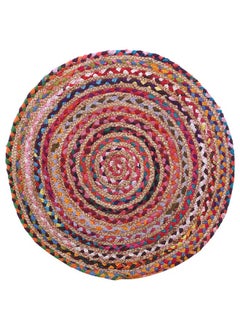 Kuber Industries Kuber Industries Handmade Braided Area Rug|Organic Natural Jute Door Mat|Carpet for Bedroom,Living Room,Dining Room,65x65 cm,(Multicolor)  - Image 1