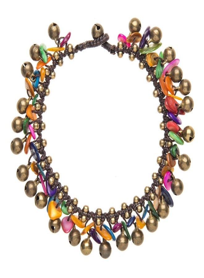 81stgeneration Women's Brass Gold Tone Multi Colored Shell Bead Ankle Anklet Bracelet, 26 cm - Image 1