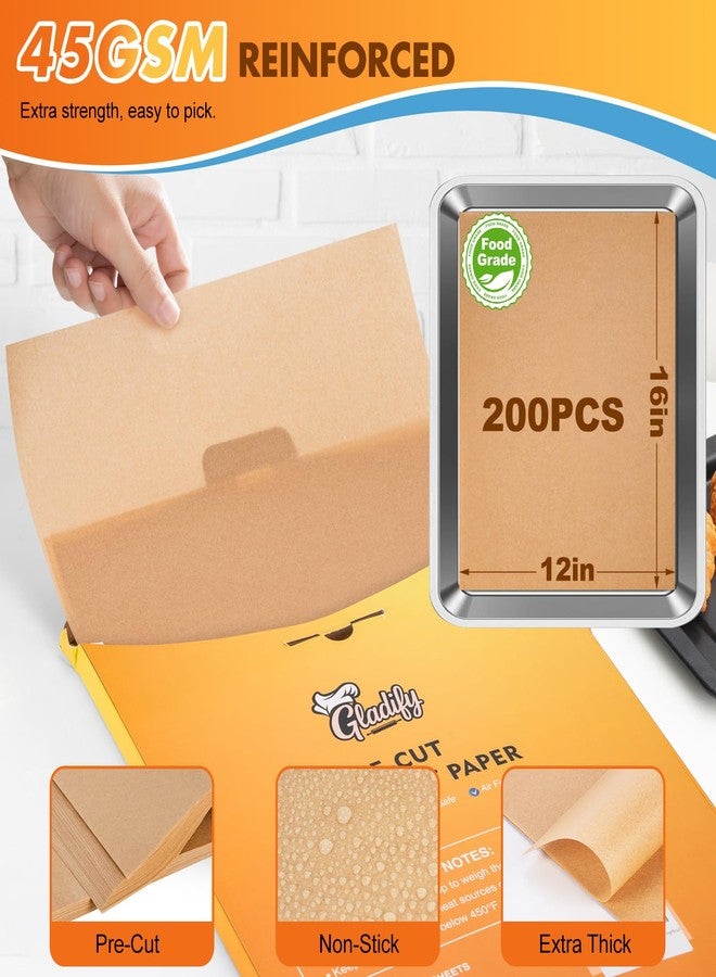 Gladify 200Pcs 12"x 16" Unbleached Parchment Paper Sheets for Baking，Pre-cut Half Baking Parchment Paper, No-Stick & No-Leak Heavy Duty Cooking Paper for Air Fryer, Oven, Wrap Bread - Image 2