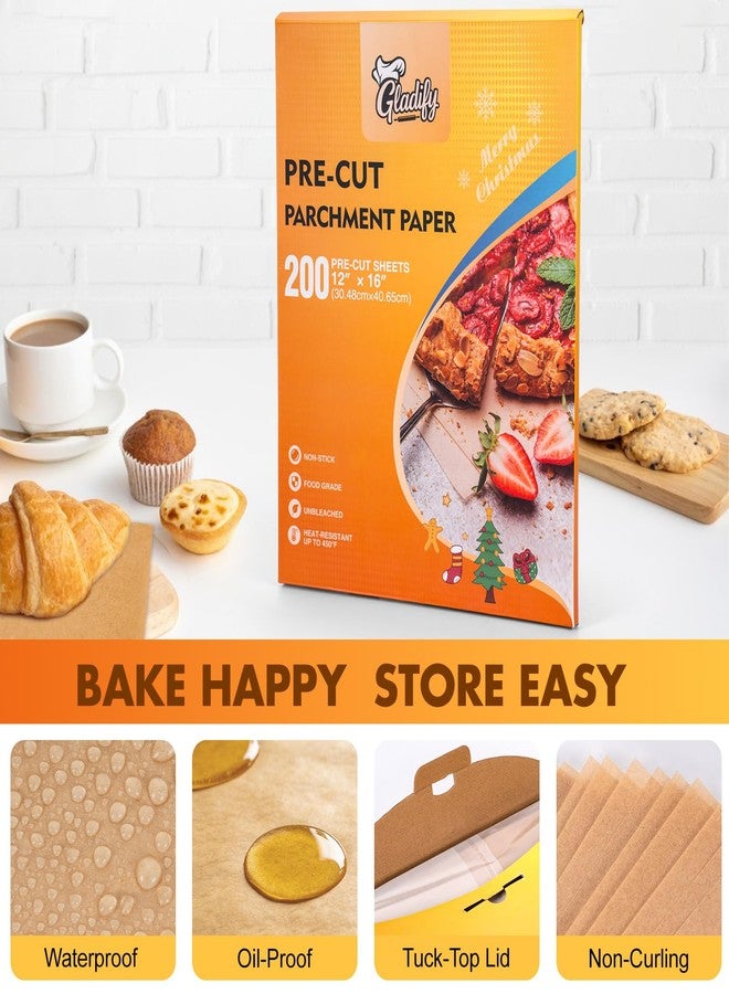 Gladify 200Pcs 12"x 16" Unbleached Parchment Paper Sheets for Baking，Pre-cut Half Baking Parchment Paper, No-Stick & No-Leak Heavy Duty Cooking Paper for Air Fryer, Oven, Wrap Bread - Image 4