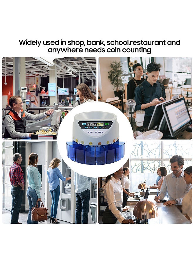 Generic - Electronic Coin Counter Sorter Euro 300 Coins Mini Digital Auto Counting Machine Preset/ Total Money Display/ Fault Self Check, for Shop Bank Restaurant (AC 220V) - Image 1