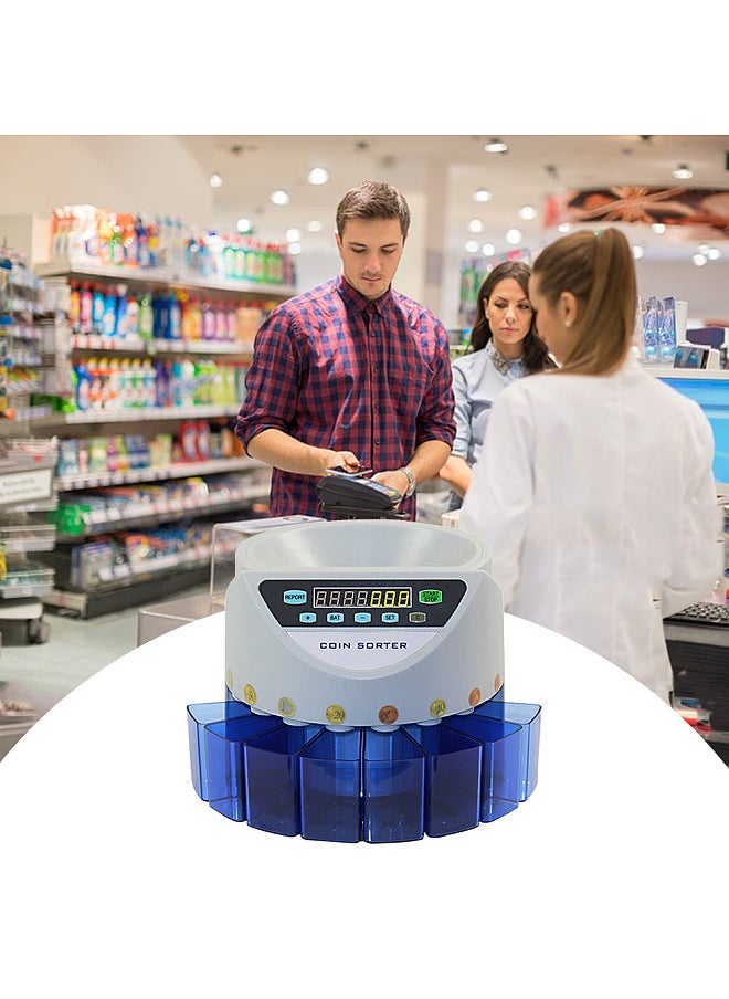 Generic - Electronic Coin Counter Sorter Euro 300 Coins Mini Digital Auto Counting Machine Preset/ Total Money Display/ Fault Self Check, for Shop Bank Restaurant (AC 220V) - Image 1