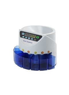 Electronic Coin Counter Sorter Euro 300 Coins Mini Digital Auto Counting Machine Preset/ Total Money Display/ Fault Self Check, for Shop Bank Restaurant (AC 220V)