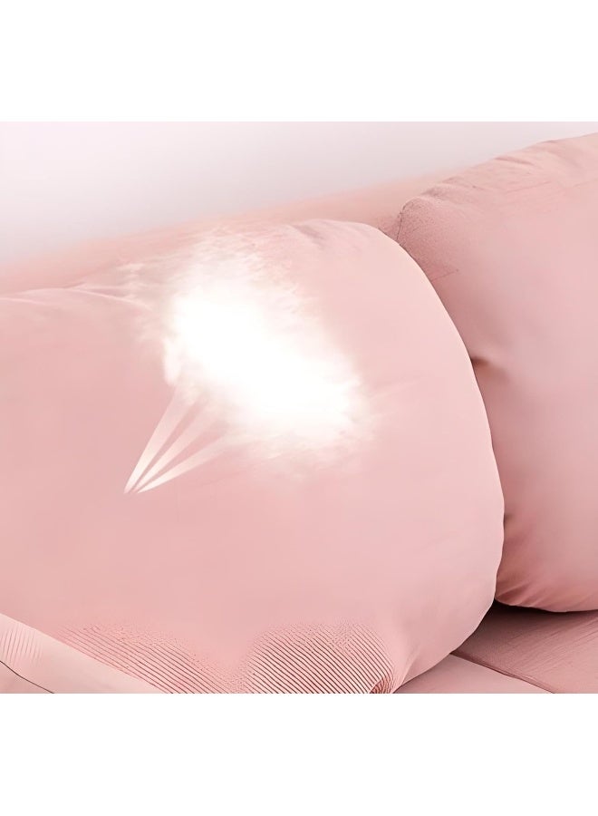 Comfynest Comfynest Contemporary 2-Seat Square Arm Sofa with Cushions and Bolster Pillows - Pink Color, Living Room Sofa set  - Image 3