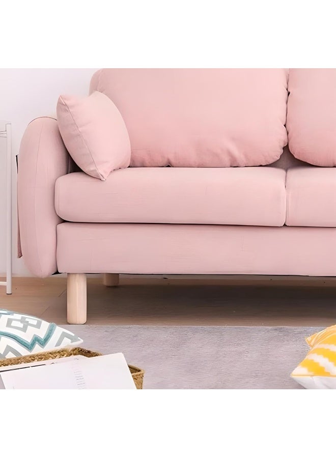 Comfynest Comfynest Contemporary 2-Seat Square Arm Sofa with Cushions and Bolster Pillows - Pink Color, Living Room Sofa set  - Image 2