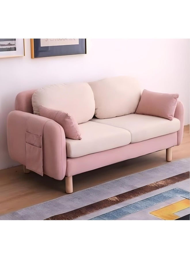 Comfynest Comfynest Contemporary 2-Seat Square Arm Sofa with Cushions and Bolster Pillows - Pink Color, Living Room Sofa set  - Image 1