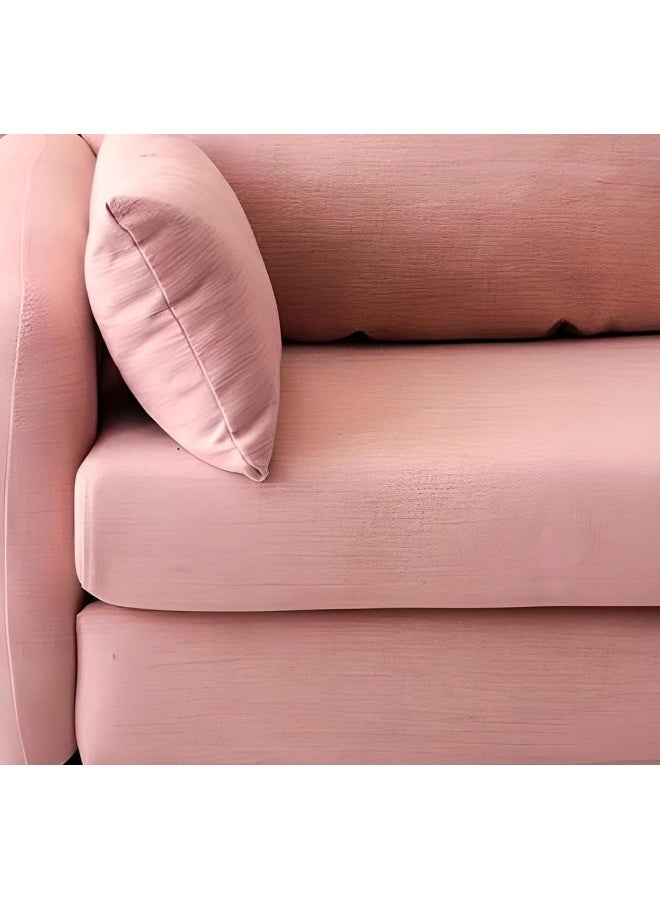 Comfynest Comfynest Contemporary 2-Seat Square Arm Sofa with Cushions and Bolster Pillows - Pink Color, Living Room Sofa set  - Image 5