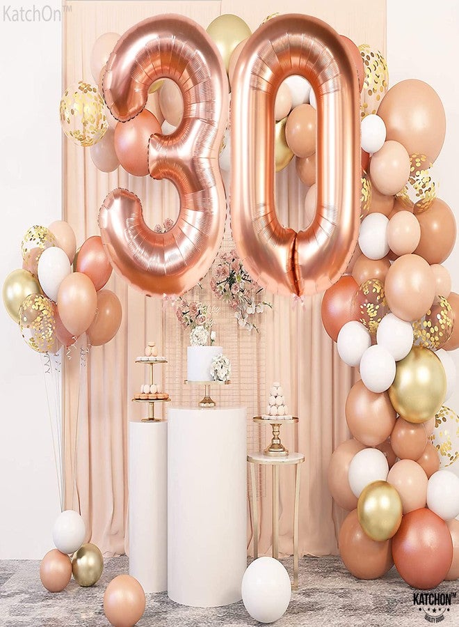 KatchOn, Rose Gold 30 Balloon Numbers - Huge, 40 Inch | Foil 30th Birthday Balloons | Number 30th Balloons For Her | Rose Gold 30th Birthday Decorations for Her | 30th Birthday Decorations for Women - Image 2