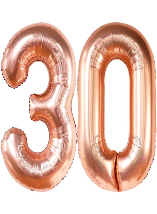 KatchOn, Rose Gold 30 Balloon Numbers - Huge, 40 Inch | Foil 30th Birthday Balloons | Number 30th Balloons For Her | Rose Gold 30th Birthday Decorations for Her | 30th Birthday Decorations for Women - Image 1