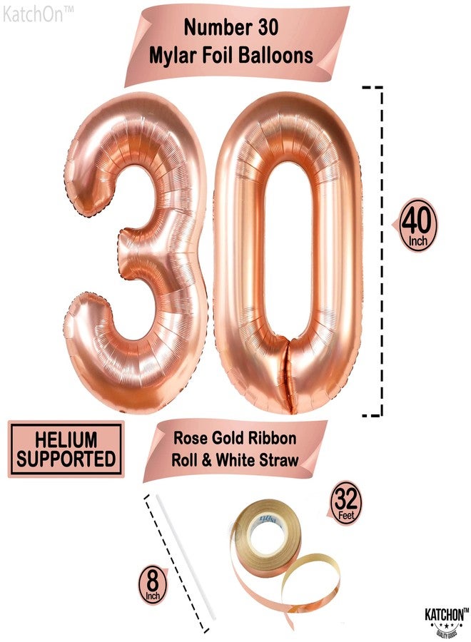 KatchOn, Rose Gold 30 Balloon Numbers - Huge, 40 Inch | Foil 30th Birthday Balloons | Number 30th Balloons For Her | Rose Gold 30th Birthday Decorations for Her | 30th Birthday Decorations for Women - Image 4