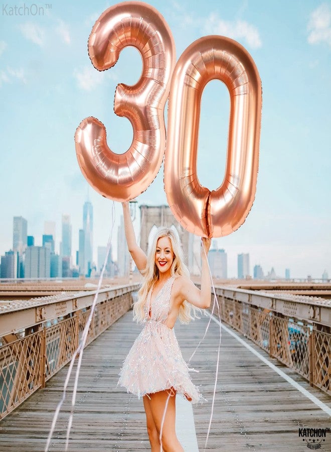KatchOn, Rose Gold 30 Balloon Numbers - Huge, 40 Inch | Foil 30th Birthday Balloons | Number 30th Balloons For Her | Rose Gold 30th Birthday Decorations for Her | 30th Birthday Decorations for Women - Image 3