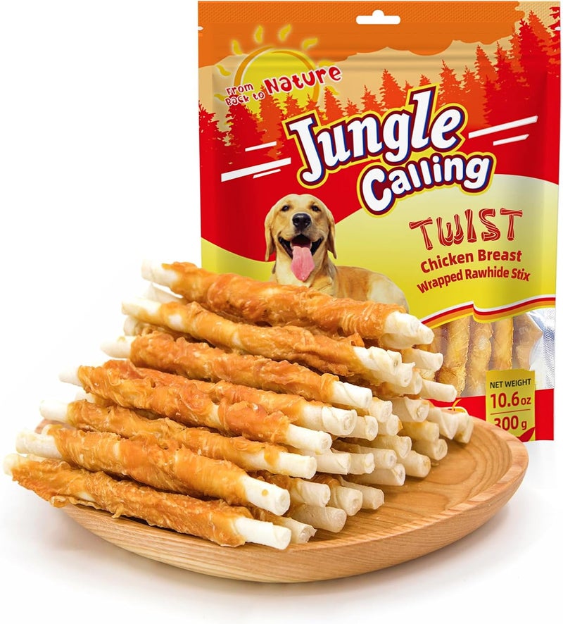 Jungle Calling Dog Treats, Chicken Wrapped Rawhide Sticks Dog Chews, Rawhide Chewy Training Snacks for Small, Medium & Large Dogs, 2 lbs (3 Packs) - Image 2