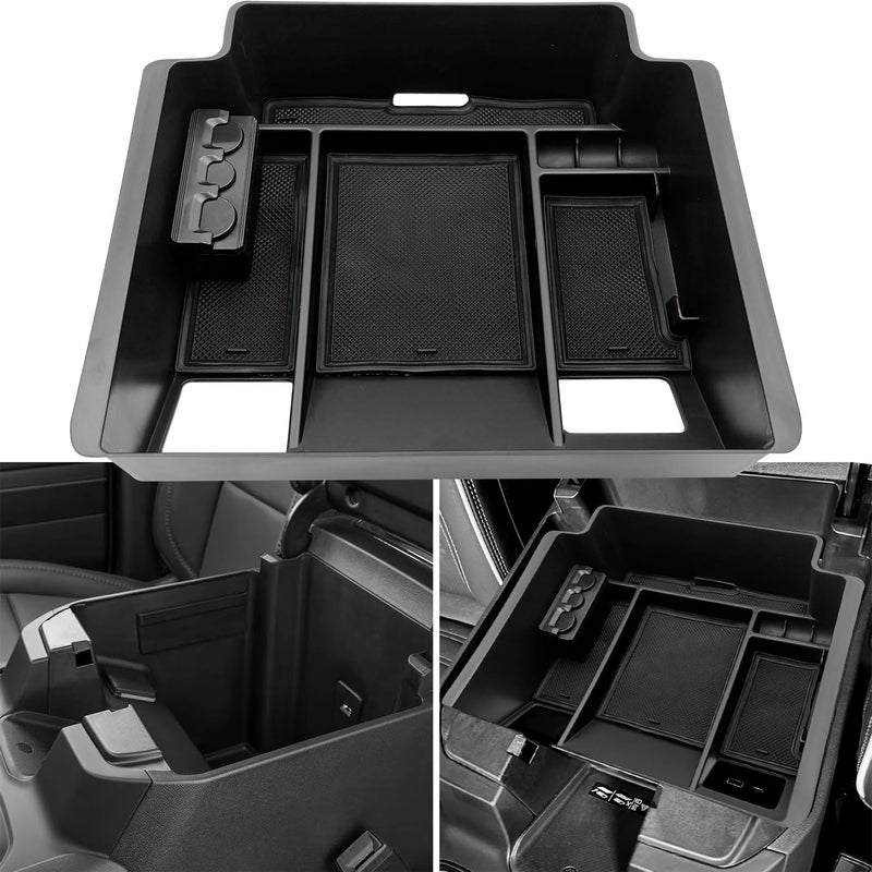 EVTIME Center Console Organizer fit for GMC 2023 2024 2025 SierraChevy Silverado 1500 Accessories 20242025 2500HD 3500HD Wireless Charger With Full Console wBucket Seats Only