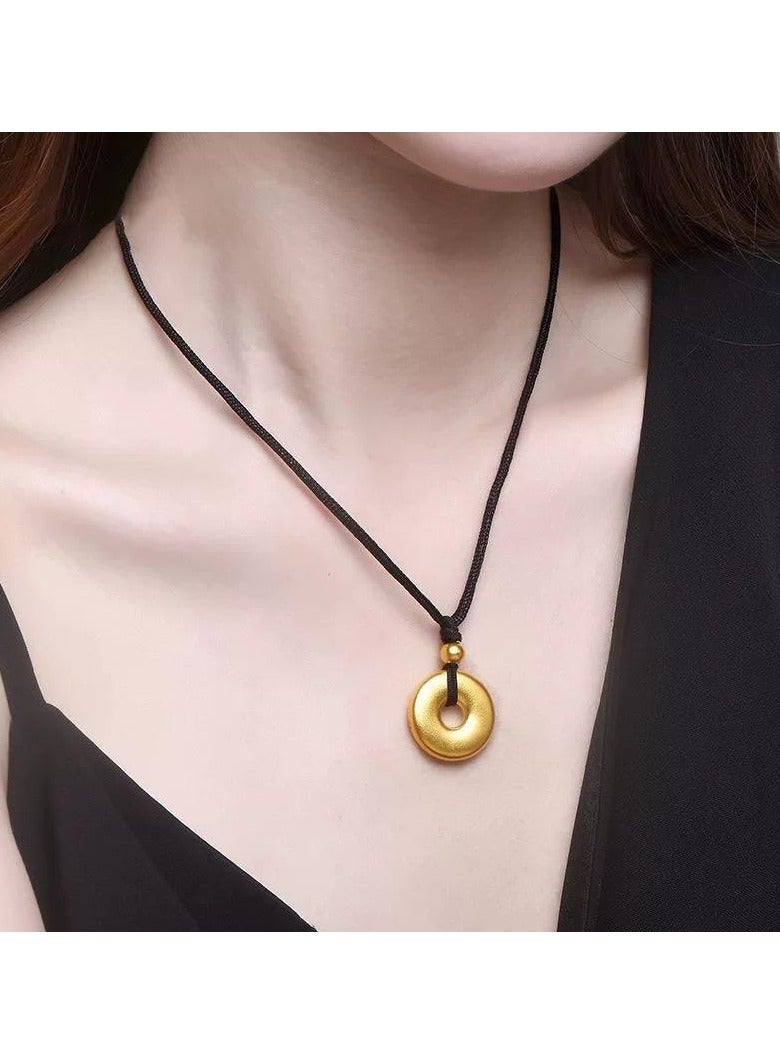 سيمهو سلسال نسائي أنيق مصنوع من الاستانلس ستيل بخيط أسود مع لون ذهبي مميز - Image 2