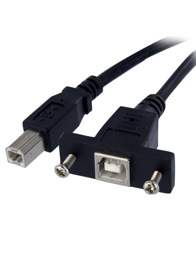 StarTech 3 ft Panel Mount USB Cable B to B - F/M - Panel Mount USB Extension USB-B Female to USB-B Male Adapter Cable - USB-B (F) Port (USBPNLBFBM3)  - Image 1