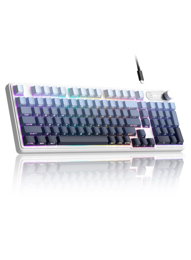 Magegee Gk960 Gaming And Office Keyboard, Customizable 98-Key Mechanical Feel Wired Keyboard, Rgb Side-Engraved Gradient, For Desktop And Laptop Computers, Side-Engraved Blue And Black - Image 4