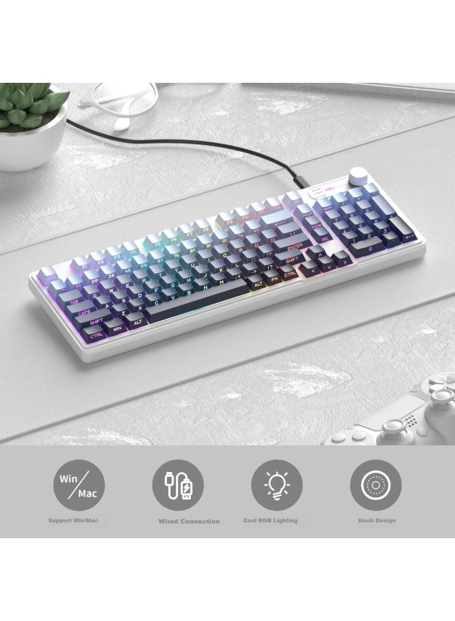 Magegee Gk960 Gaming And Office Keyboard, Customizable 98-Key Mechanical Feel Wired Keyboard, Rgb Side-Engraved Gradient, For Desktop And Laptop Computers, Side-Engraved Blue And Black - Image 1
