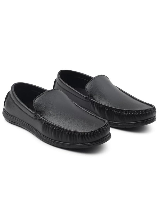 Liberty Fortune CLASSIK-1E Loafer Shoes for Men -  Black, Non-Lacing Casual Formal Slip-On Loafers Stylish Shoes Ideal for Office, Party, Wedding, Kurta - Comfortable Lightweight - Image 2