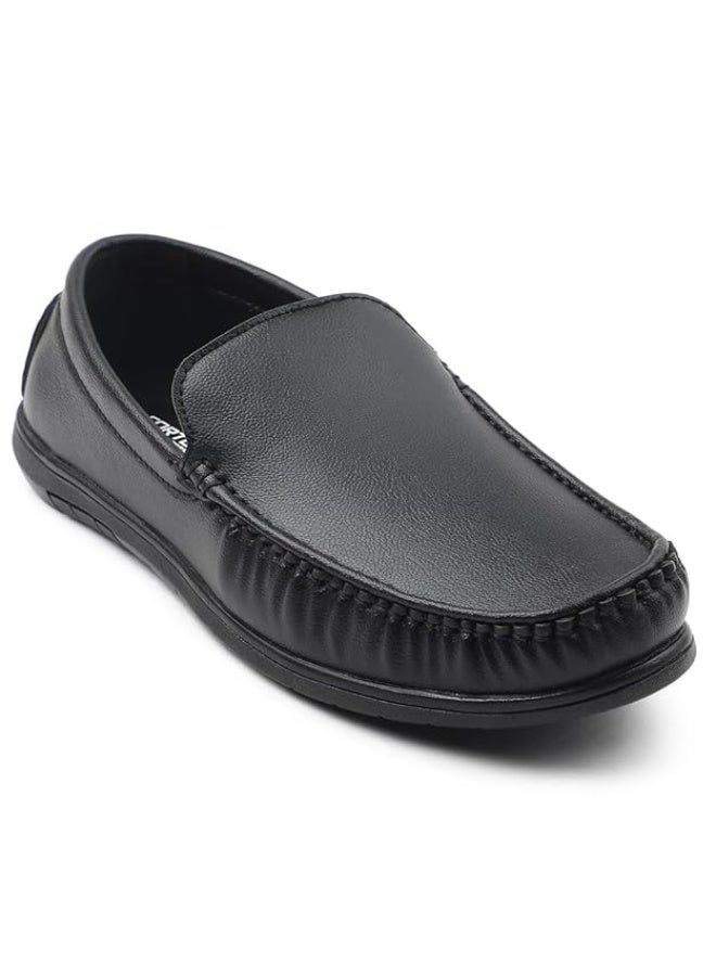 Liberty Fortune CLASSIK-1E Loafer Shoes for Men -  Black, Non-Lacing Casual Formal Slip-On Loafers Stylish Shoes Ideal for Office, Party, Wedding, Kurta - Comfortable Lightweight - Image 1