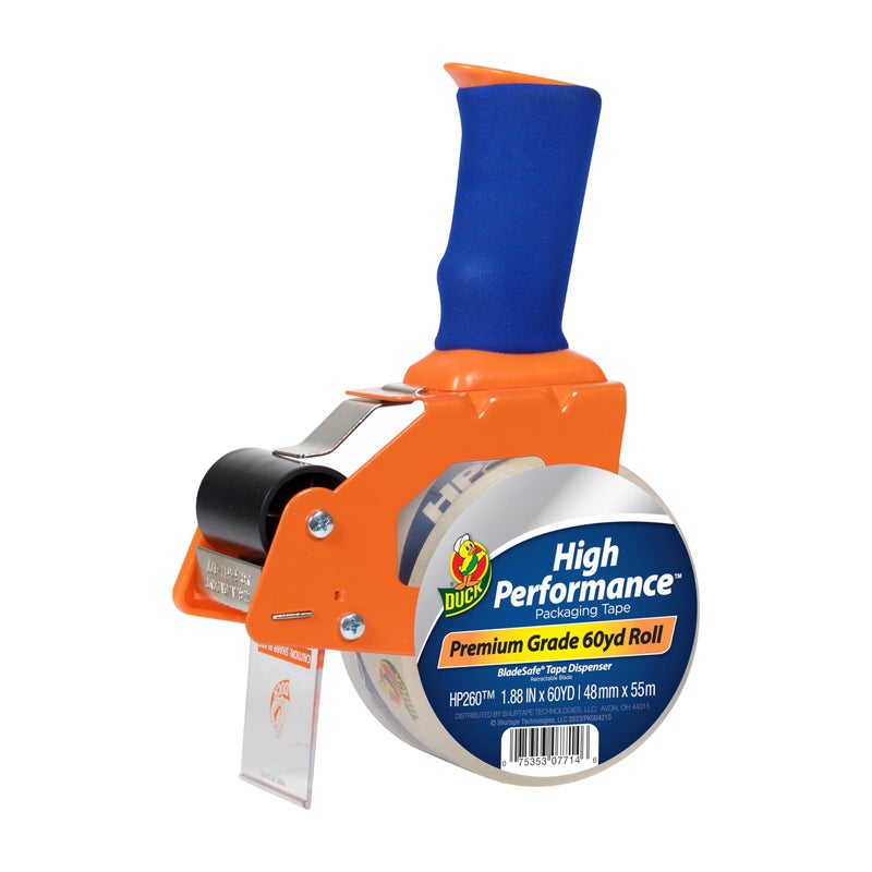 Duck brand شريط تعبئة شفاف عالي الأداء من داك مع موزع BladeSafe - مسدس شريط مع شريط تعبئة قوي HP260 للشحن، الانتقال، البريد والصناديق - نواة 3 بوصة، 1.88 بوصة × 60 ياردة، شفاف (1078566) - Image 4