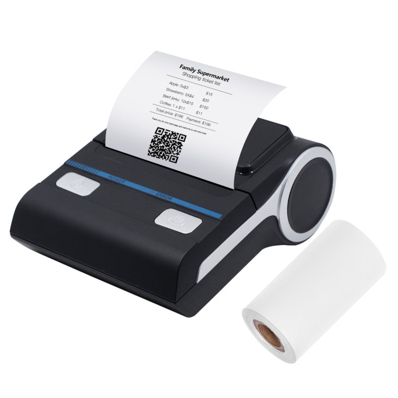 طابعة فواتير حرارية محمولة - صغيرة وخفيفة الوزن، توصيل Bluetooth 4.0 و USB، بطارية قابلة لإعادة الشحن بسعة 1800 مللي أمبير، طباعة بدون حبر للشركات الصغيرة، التجزئة، والخدمات الغذائية للاستخدام أثناء التنقل - Image 3