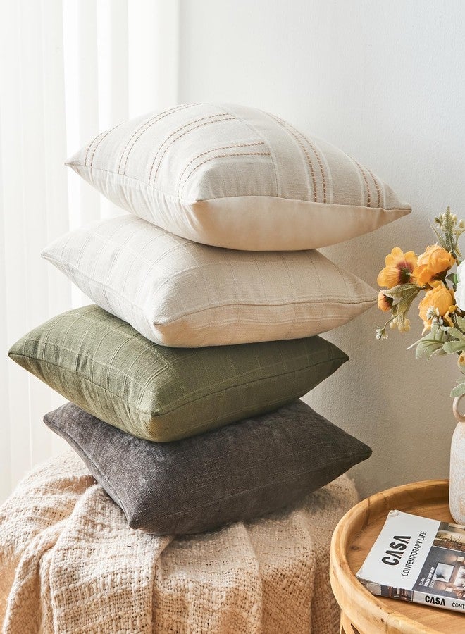 GriNeed Pack of 4 Throw Pillow Covers 18x18 Inch Chenille Textured Neutral Brown Soft Pillow Covers Solid Decorative Farmhouse Cushion Covers Home Boho Western Decor for Couch Sofa Bed Living Room - Image 5